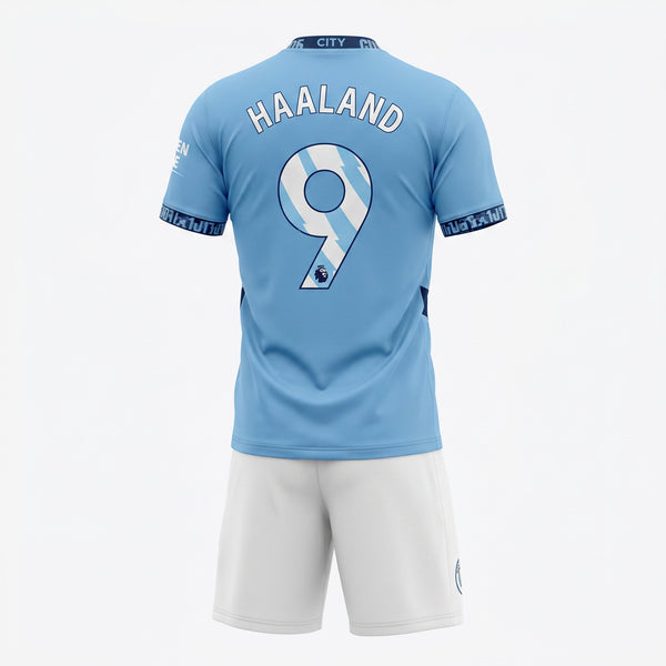 Manchester City Haaland #9 Kids Soccer Jersey Set – Sky Blue/White