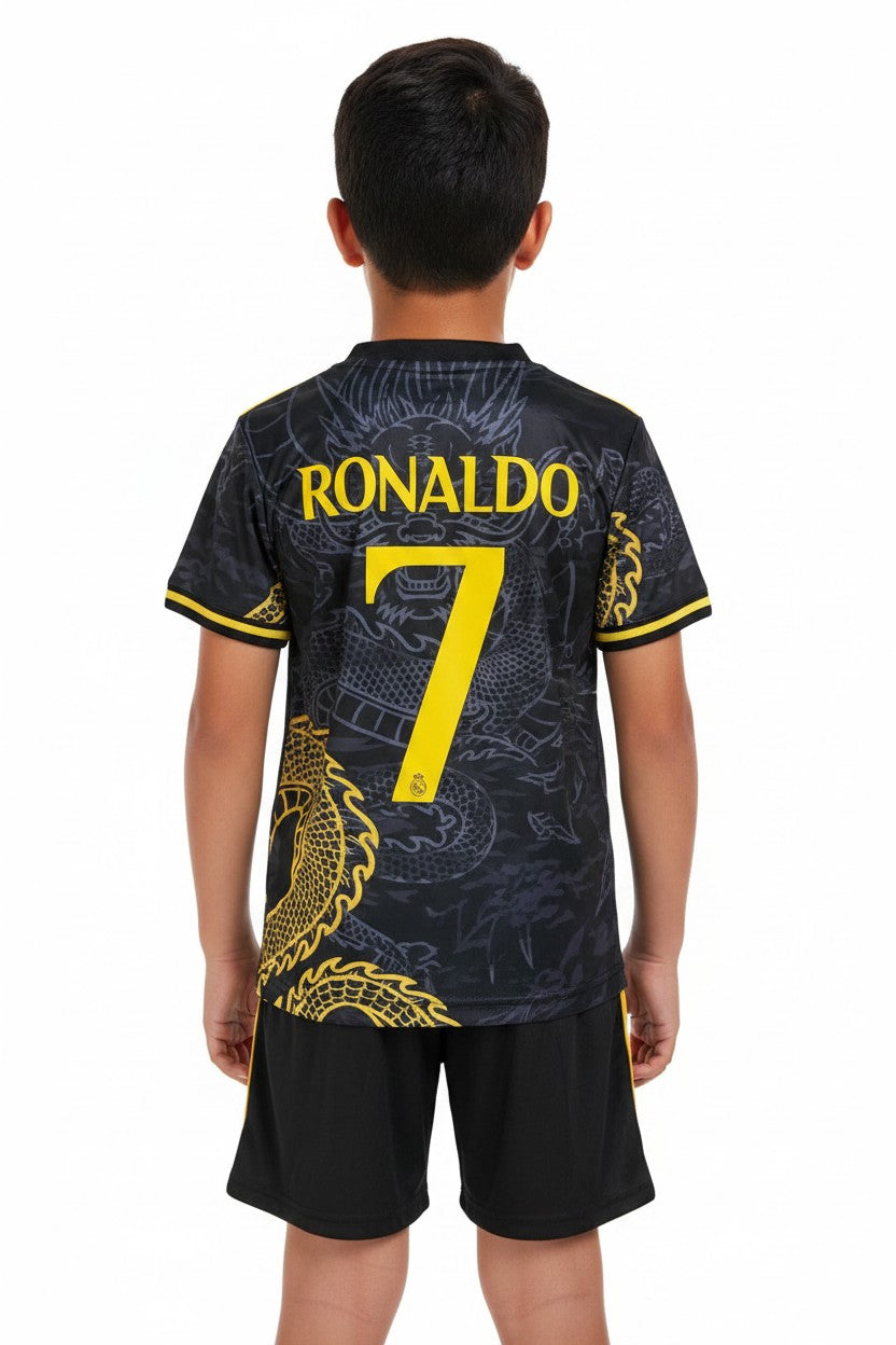 Ronaldo #7 Black Dragon Kids Soccer Jersey Set – Special Edition