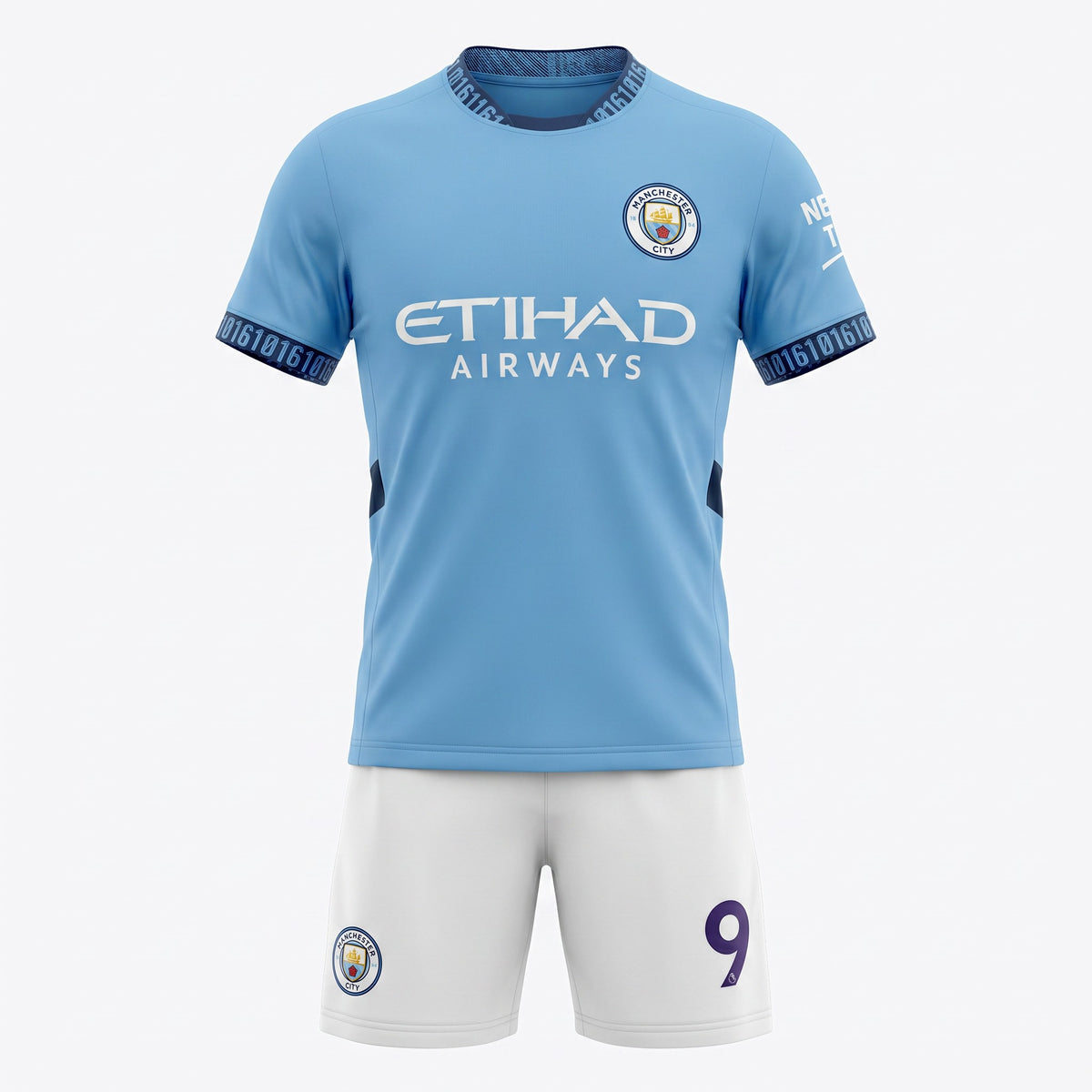 Manchester City Haaland #9 Kids Soccer Jersey Set – Sky Blue/White