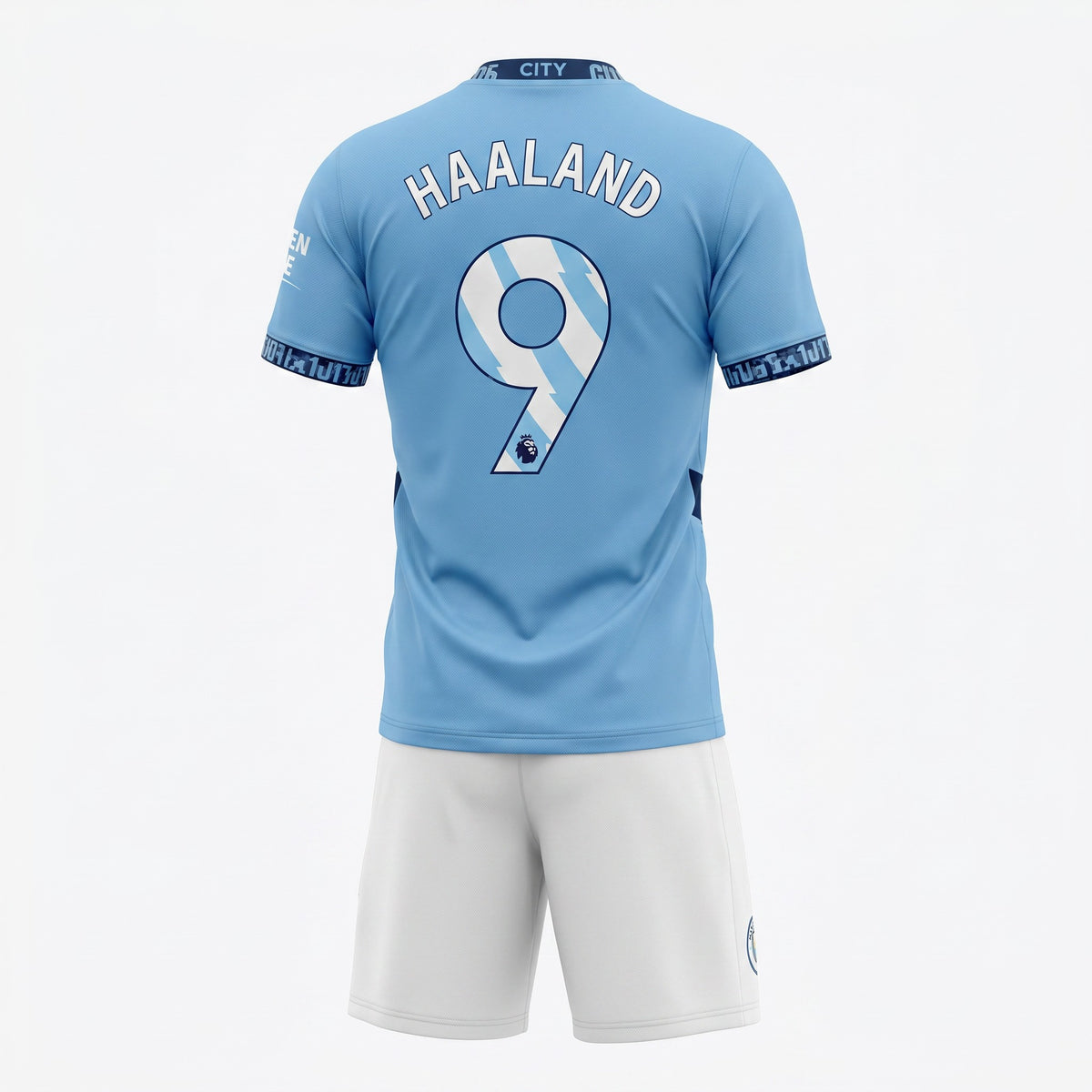 Manchester City Haaland #9 Kids Soccer Jersey Set – Sky Blue/White